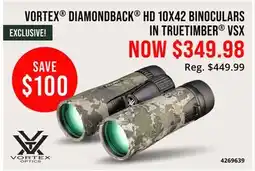 Cabela's VORTEX DIAMONDBACK HD 10X42 BINOCULARS IN TRUETIMBER VSX offer