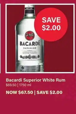 LCBO Bacardi Superior White Rum offer