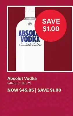 LCBO Absolut Vodka offer