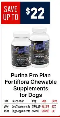 Ren’s Pets Depot Purina Pro Plan Fortiflora Chewable Supplements for Dogs offer