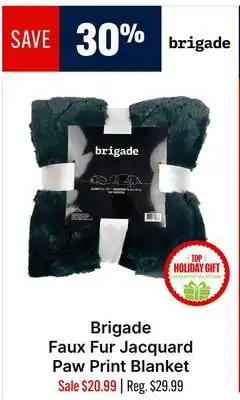 Ren’s Pets Depot Brigade Faux Fur Jacquard Paw Print Blanket offer