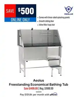 Ren’s Pets Depot Aeolus Freestanding Economical Bathing Tub offer