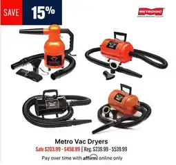 Ren’s Pets Depot Metro Vac Dryers offer