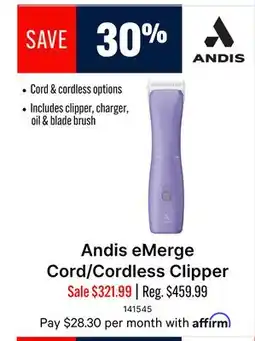 Ren’s Pets Depot Andis eMerge Cord/Cordless Clipper offer