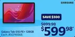 Walmart Samsung Galaxy tab S10 FE + 128GB offer