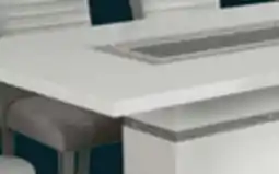 The Brick Garbo Dining Table with Glass Insert, Pedestal Base, Glam, 78.75W - White offer