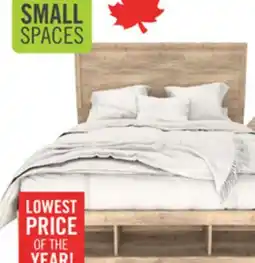 The Brick Oakley Platform Bed with Headboard & Storage Frame, Made in Canada, Natural - Queen Size offer