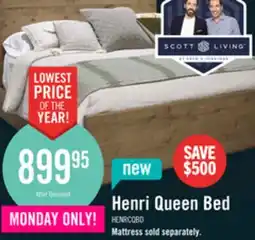 The Brick Scott Living Henri Panel Bed with Headboard & Frame, Wood, Brown - Queen Size offer