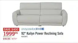 The Brick Cindy Crawford Home Kailyn 92 Fabric Power Reclining Sofa with Power Headrests - Beige offer