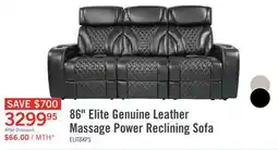 The Brick 86 Elite Genuine Leather Massage Power Reclining Sofa offer
