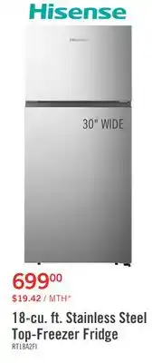The Brick Hisense 18-cu. ft. Stainless Steel Top-Freezer Fridge offer
