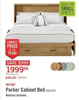 The Brick Parker Cabinet Bed with Memory Foam Mattress, Brown - Queen Size offer