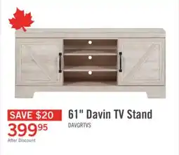 The Brick Davin 61 Rustic TV Stand with Storage and Cable Management for TVs up to 70- Whitewash offer