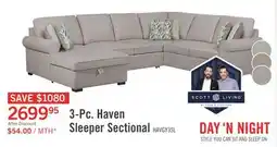 The Brick Scott Living Haven 3-Piece Left-Facing Chenille Fabric Sleeper Sectional with Storage Chaise - Grey offer