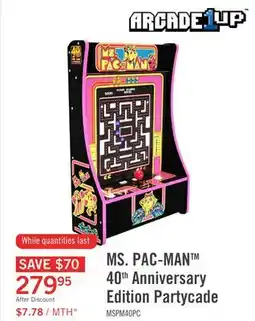 The Brick Arcade1up Ms. PAC-MAN Portable Partycade 40th Anniversary Edition offer