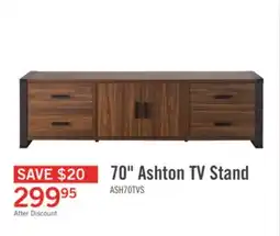 The Brick Ashton 70 Modern TV Stand with Storage and Cable Management for TVs up to 80- Dark Walnut and Esp offer