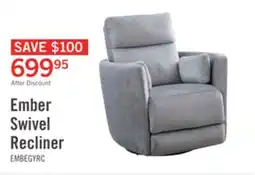 The Brick Ember 36 Fabric Swivel Glider Reclining Chair - Silver Cotton offer