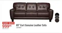 The Brick Curt 85 Genuine Leather Sofa with Button Tufting - Brown offer