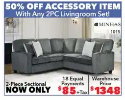 Surplus Furniture Taylon Iron 2-Piece Sectional offer