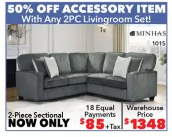 Surplus Furniture Taylon Iron 2-Piece Sectional offer