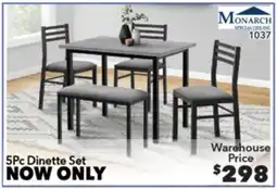 Surplus Furniture Grey & Black 5-Piece Dinette with Bench offer