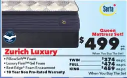 Surplus Furniture Zurich Luxury Queen Mattress Set offer