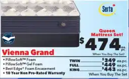 Surplus Furniture Vienna Grand Medium Pillow Top Queen Mattress Set offer