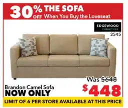 Surplus Furniture Brandon Camel Sofa offer