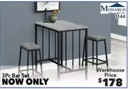 Surplus Furniture Grey & Black Metal 3-Piece Counter Height Dinette Set offer