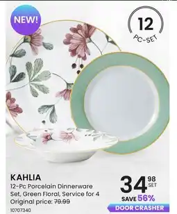 Stokes KAHLIA 12-Pc Porcelain Dinnerware Set, Green Floral, Service for 4 offer