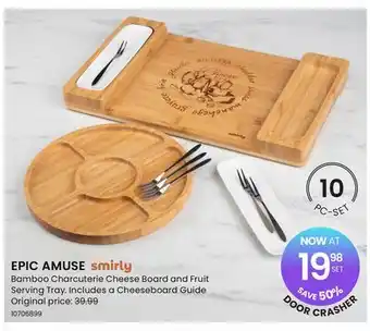 Stokes EPIC AMUSE Bamboo Charcuterie Cheese Board and Fruit Serving Tray. Includes a Cheeseboard Guide offer