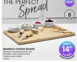Stokes BAMBOO CHEESE BOARD Bamboo Cheese Board Set with Ramekins and Cheese Knives offer