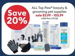 Petsmart ALL Top Paw beauty & grooming pet supplies offer