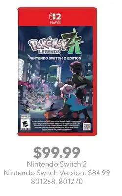 GameStop Nintendo Switch 2 Pokemon Legends Z-A offer