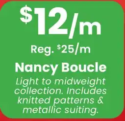 Fabricland Nancy Boucle offer