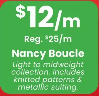 Fabricland Nancy Boucle offer