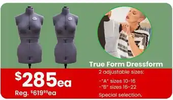 Fabricland True Form Dressform offer