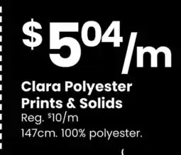Fabricland Clara Polyester Prints & Solids offer