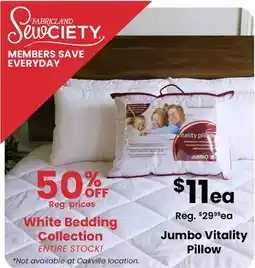 Fabricland Jumbo Vitality Pillow offer