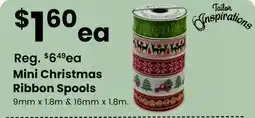 Fabricland Mini Christmas Ribbon Spools offer