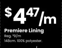 Fabricland Premiere Lining offer