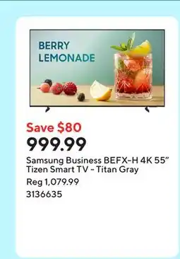 Staples Samsung Business BEFX-H 4K 55 Tizen Smart TV - Titan Gray offer