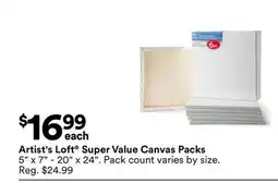 Michaels Artist's Loft Super Value Canvas Packs offer