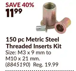 Princess Auto 150 pc Metric Steel Threaded Inserts Kit offer