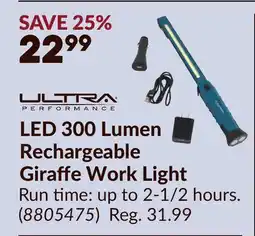 Princess Auto LED 300 Lumen Rechargeable Giraffe Work Light offer