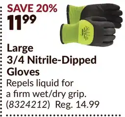 Princess Auto Large 3/4 Nitrile-Dipped Gloves offer