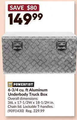 Princess Auto 6-3/4 cu. ftAluminum Underbody Truck Box offer