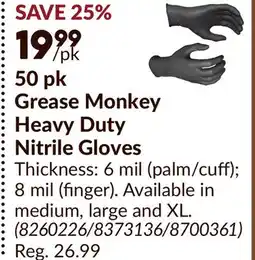 Princess Auto 50 pk Grease Monkey Heavy Duty Nitrile Gloves offer