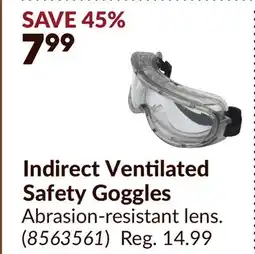 Princess Auto Indirect Ventilated Safety Goggles offer