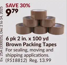 Princess Auto 6 pk 2 in. x 100 yd Brown Packing Tapes offer